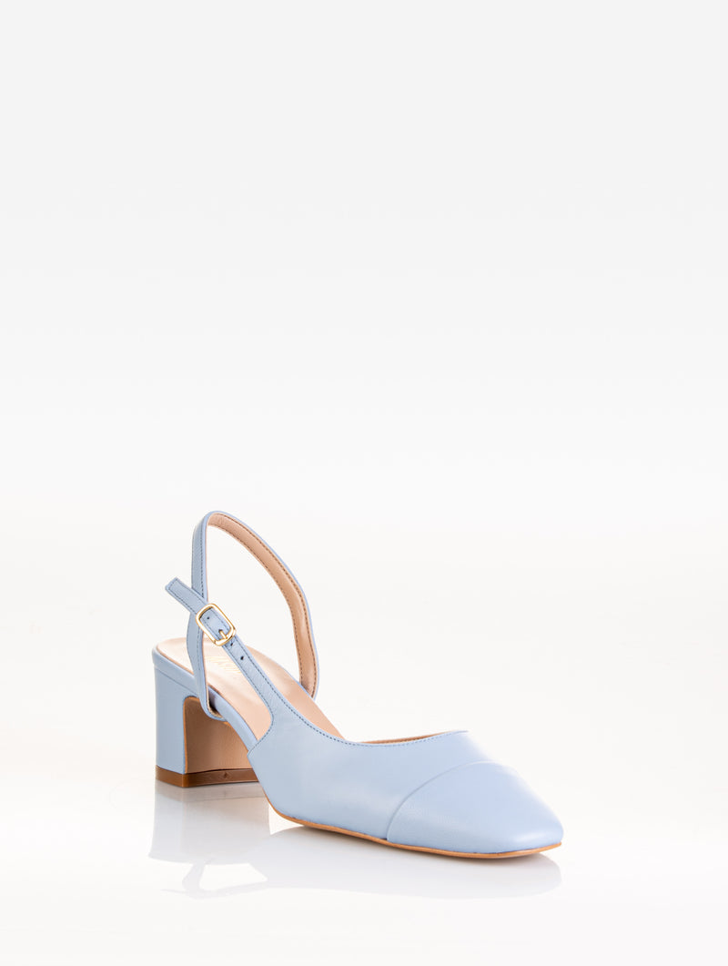 Decollete slingback MSUP ELODIE in pelle nappa color avio : C2201N Tacco: 45 mm.  Made in Italy