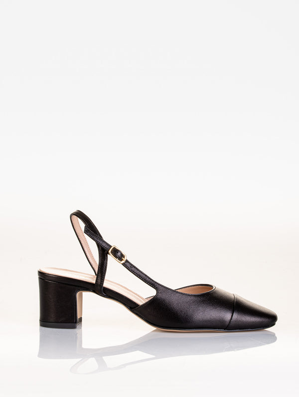 Decollete slingback MSUP ELODIE in pelle nappa color nero : C2201N Tacco: 45 mm. -  Made in Italy
