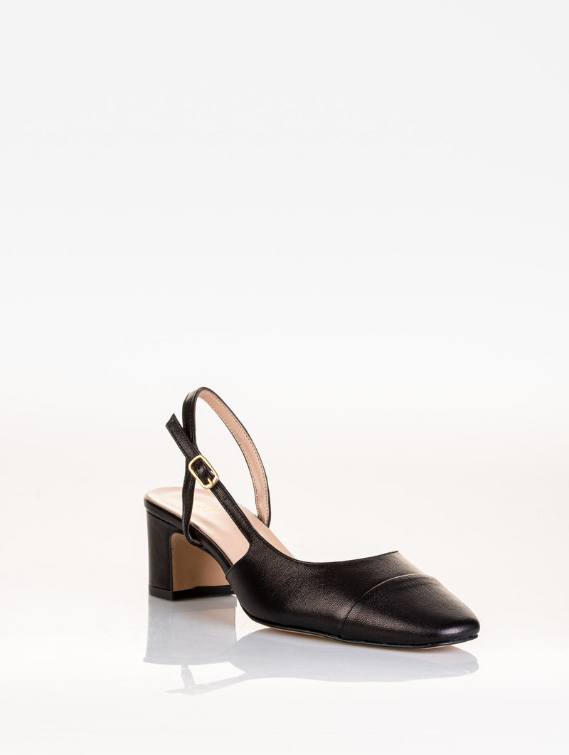 Decollete slingback MSUP ELODIE in pelle nappa color nero : C2201N Tacco: 45 mm. -  Made in Italy