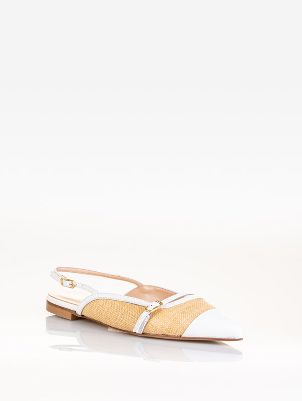 Ballerina slingback bicolor MSUP JUNE , juta cappuccio e nappa nero Codice: C2203J  Tacco: 10 mm Interno in pelle  Suola: cuoio Made in Italy